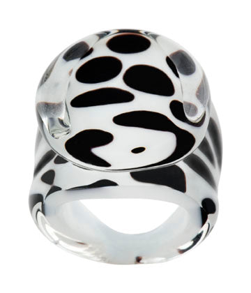 Tre Gioia White Black - Lg  -  Ring - Jewelry
